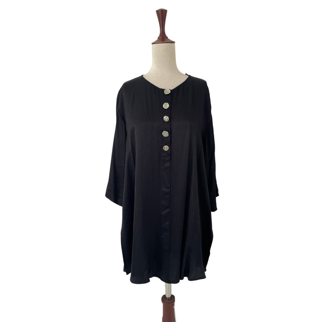 ZARA Black Satin with Gold Buttons Tunic | Brand New |