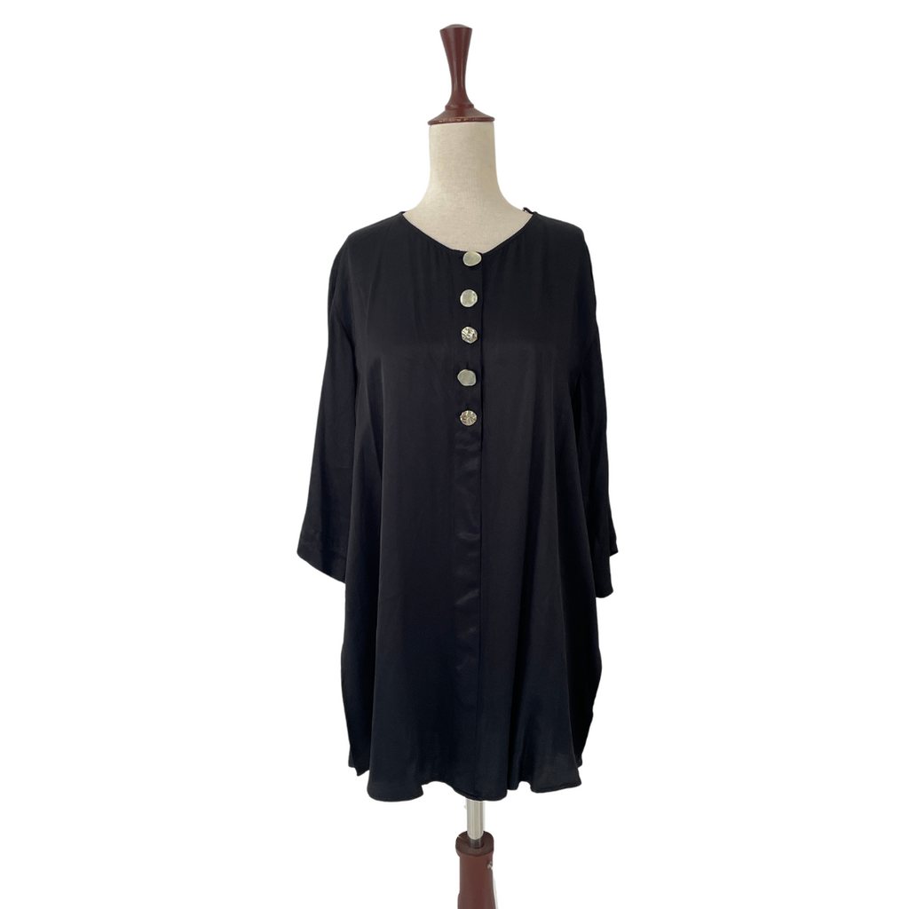 ZARA Black Satin with Gold Buttons Tunic | Brand New | | Secret Stash ZARA Black Satin with Gold Buttons Tunic | Brand New | | Secret Stash