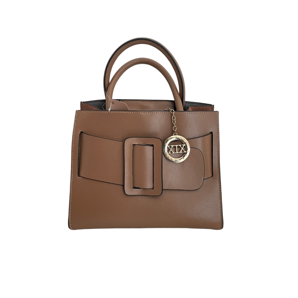 XIX Brown Leather Large Buckle Tote | Brand New |