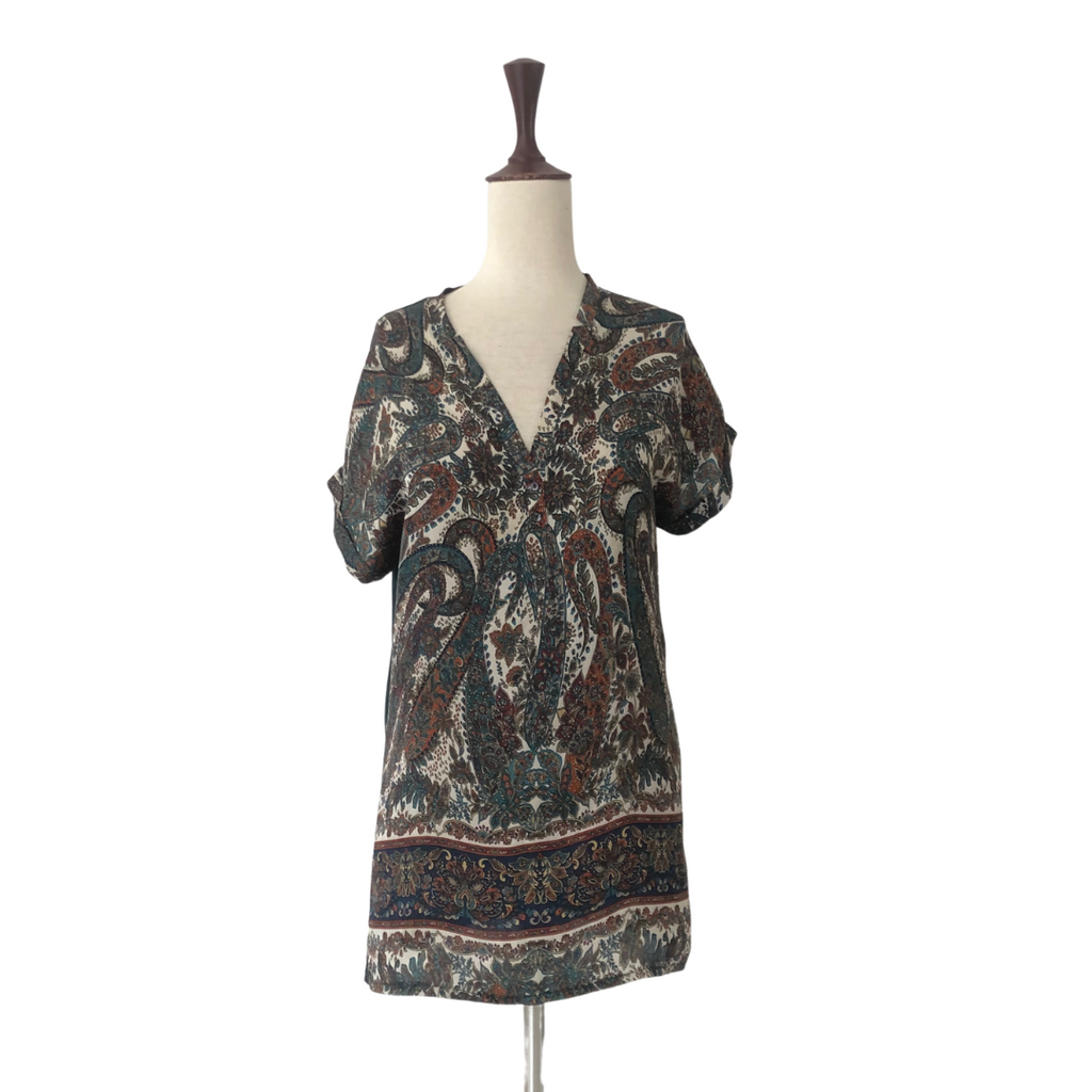 Promod Green Printed Top | Gently Used |