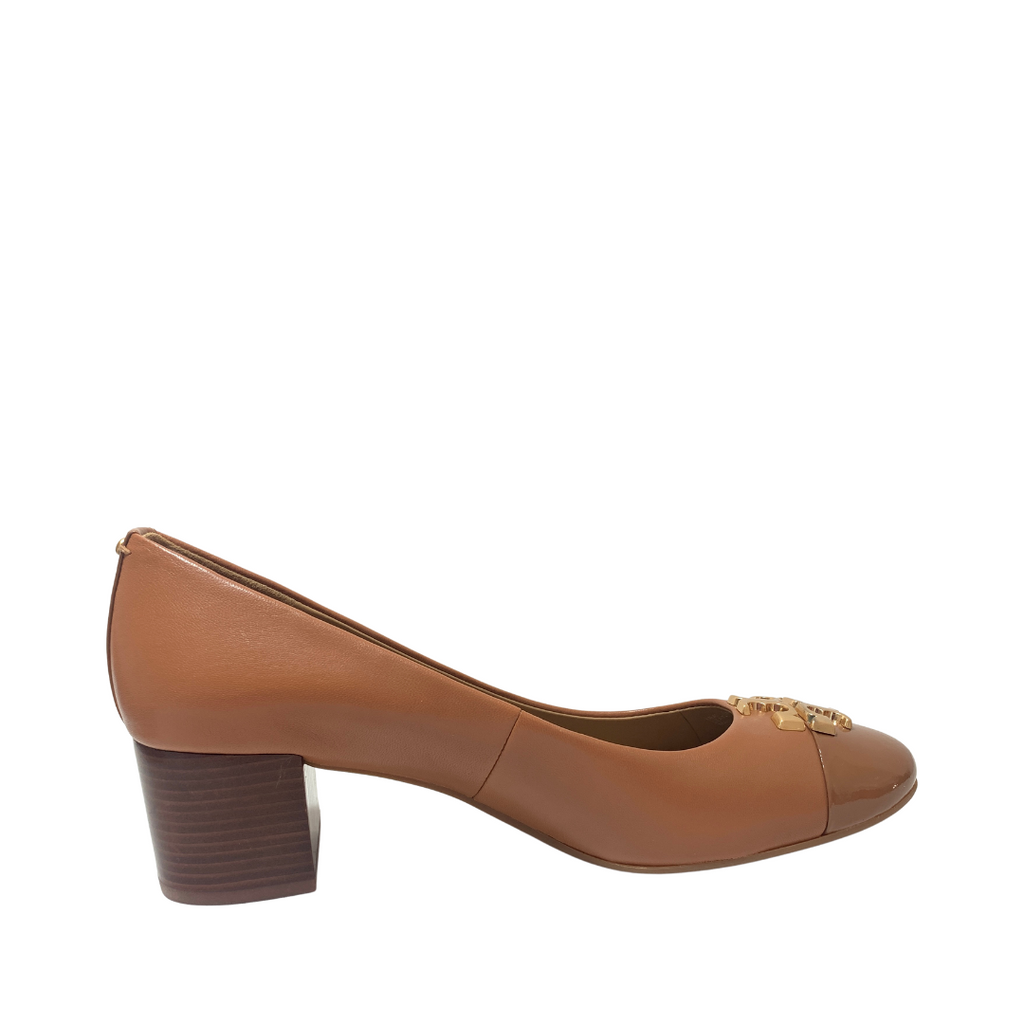 Tory burch Tan Leather 'Everly' Cap-toe Pumps | Brand New |