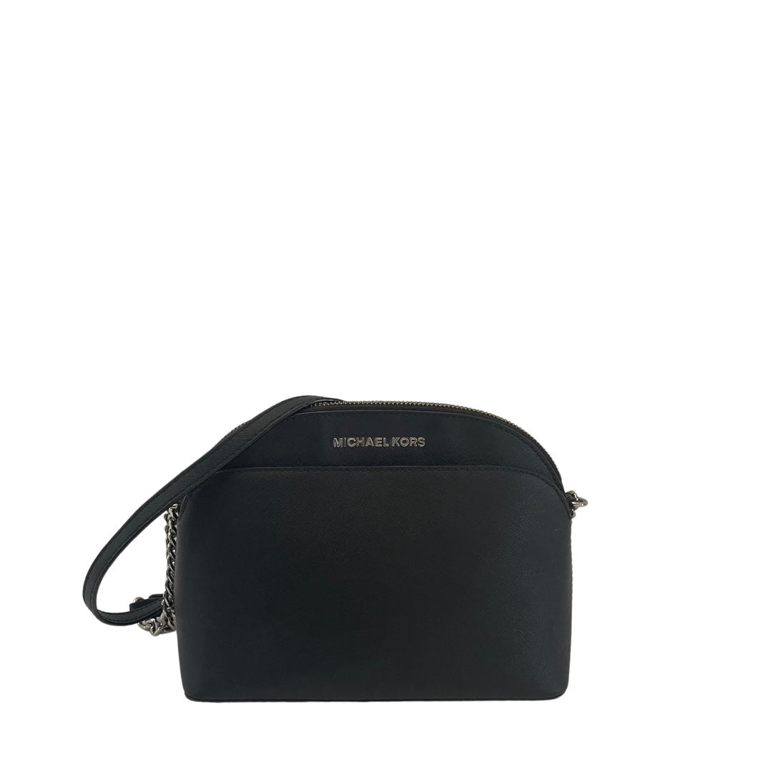 Michael Kors Black Leather Dome Crossbody Bag Pre Loved