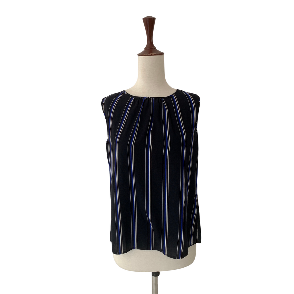 Tahari Black Striped Printed Sleeveless Top | Brand New |