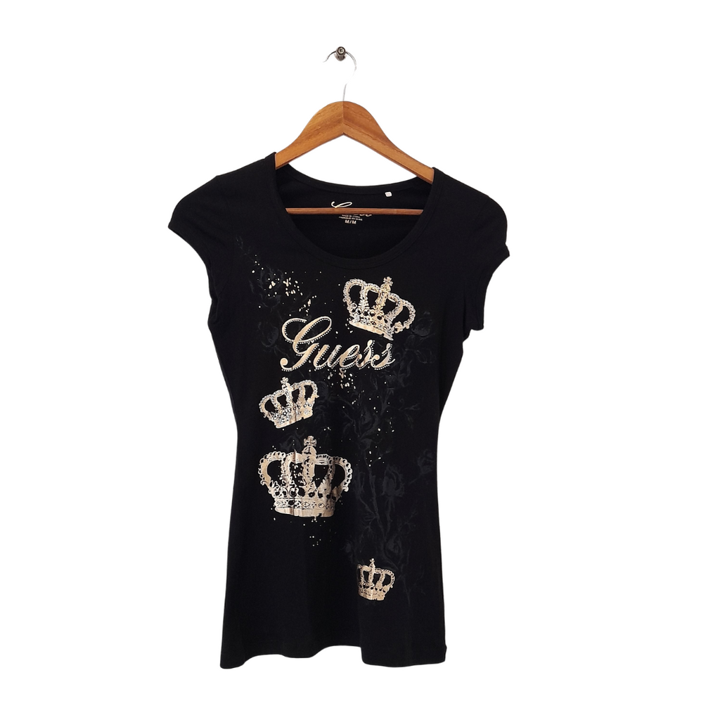 Guess Black and Gold Rhinestone Shirt | Gently Used |