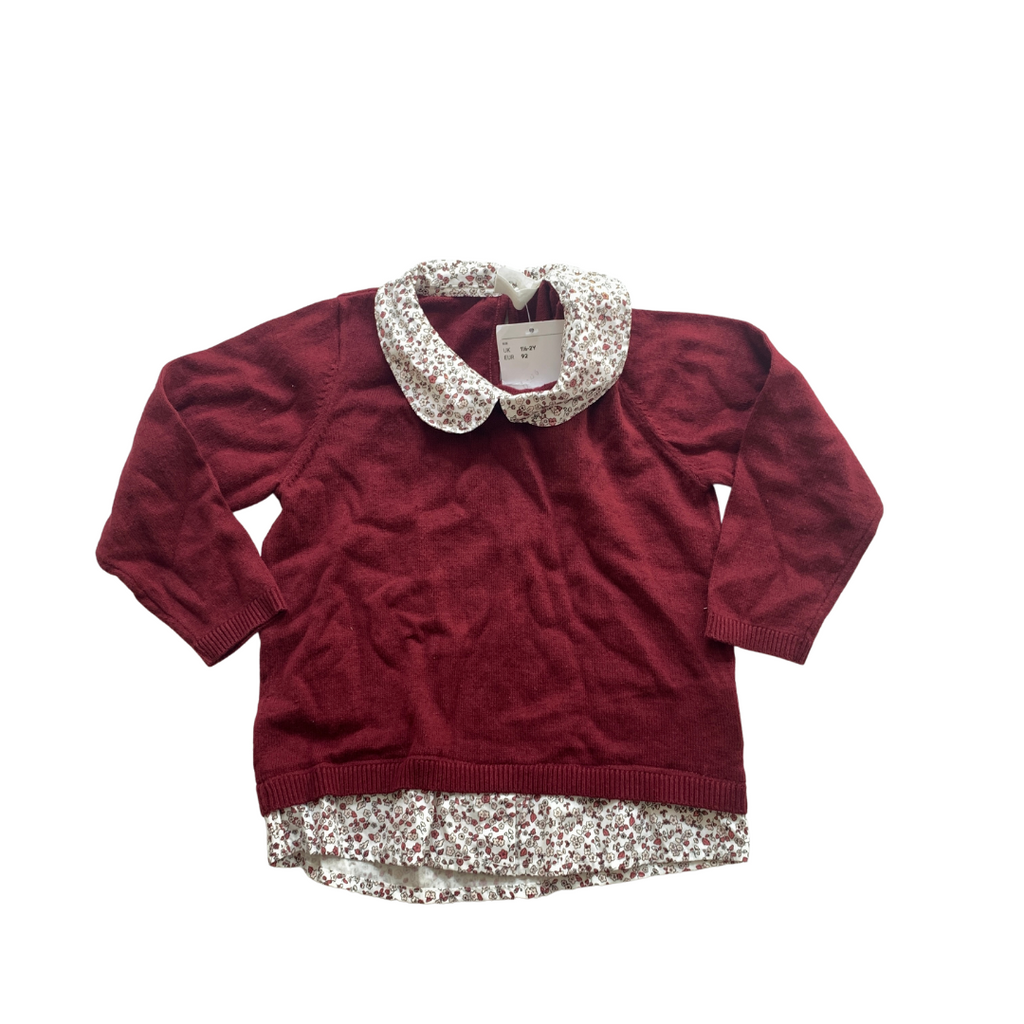 H&M Maroon Collared Sweater (1.5 - 2 years) | Brand New |