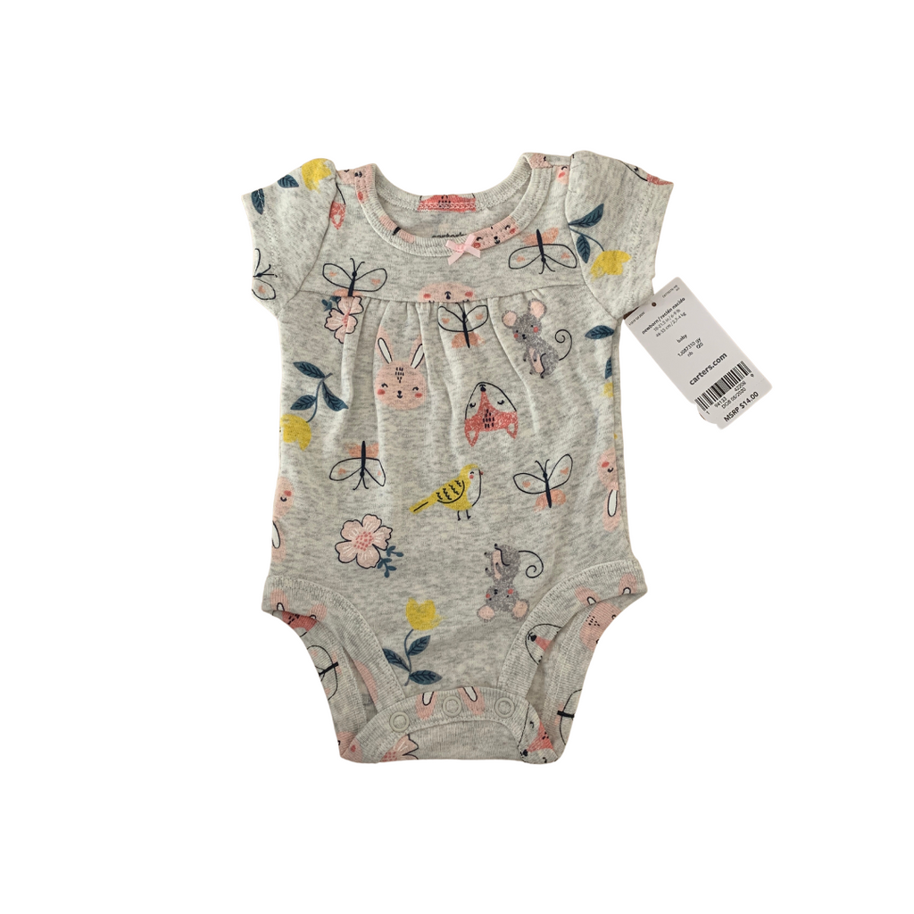 Carter's Grey Printed Romper (New Born) | Brand New |