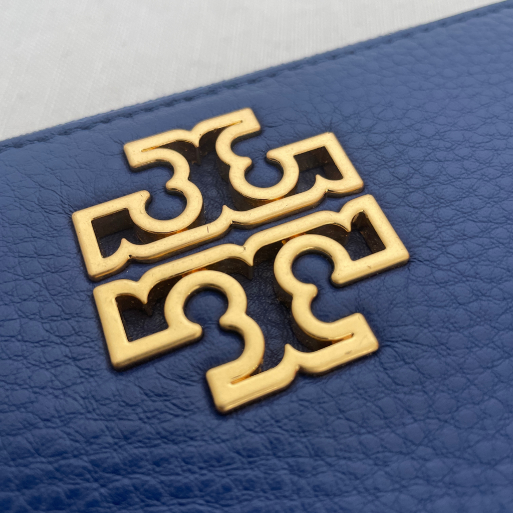 Tory Burch Blue Leather Zip-around Wallet | Gently Used |