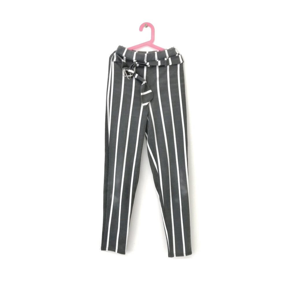 Pretty Little Thing Grey & White Striped Pants