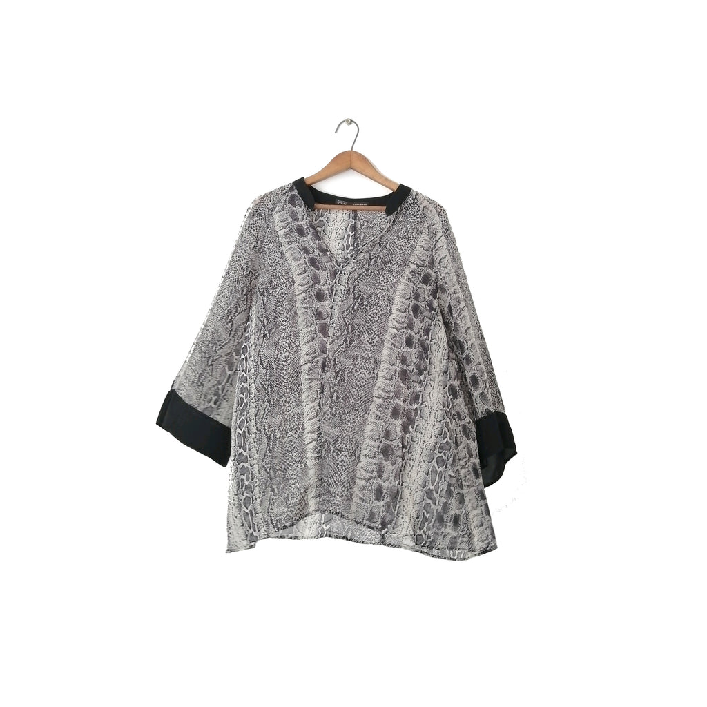 Zara Snakeskin Grey & Beige Printed Shirt