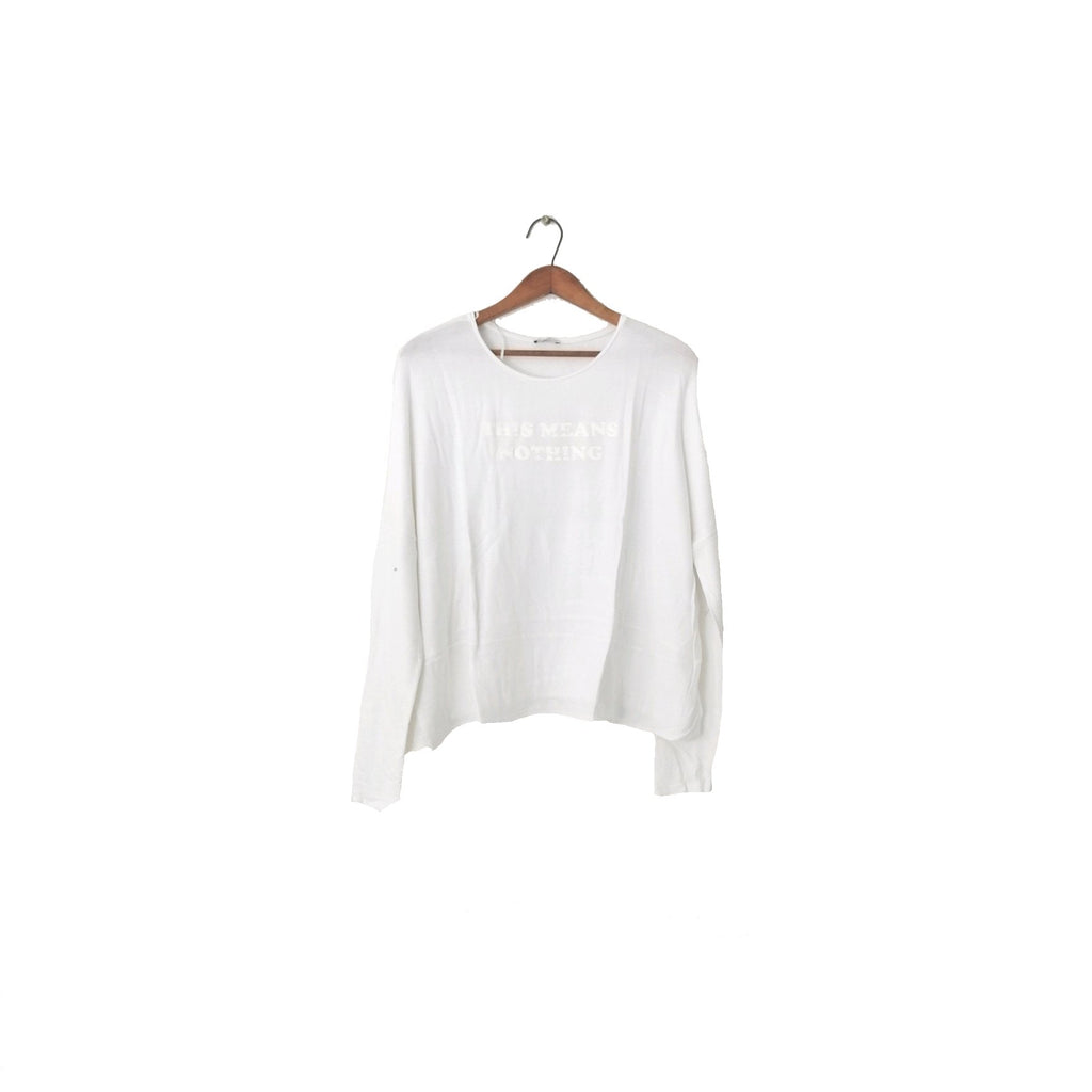 Zara White 'This Means Nothing' Knit Shirt