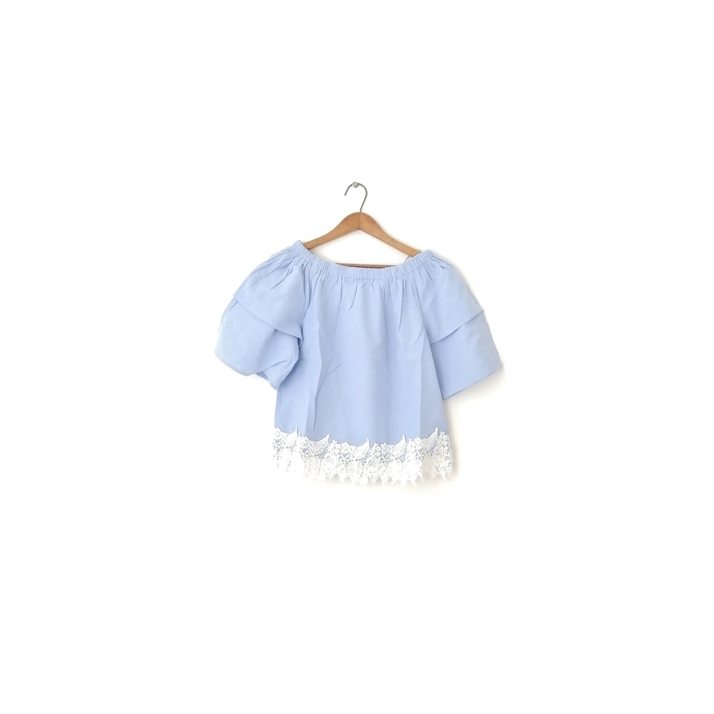 Miss Valley Blue Off Shoulder Lace Top