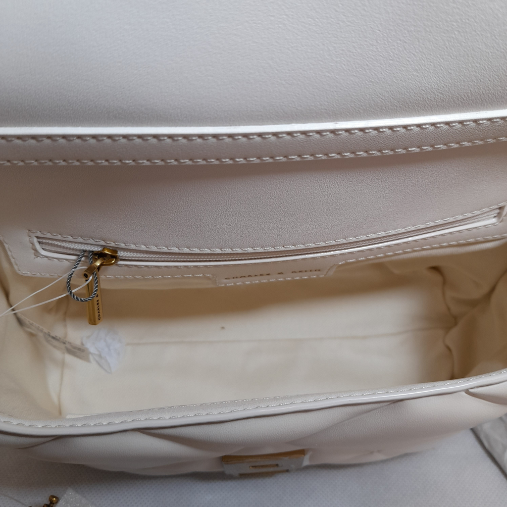 Charles & Keith Cream Quilted Satchel | Like New |