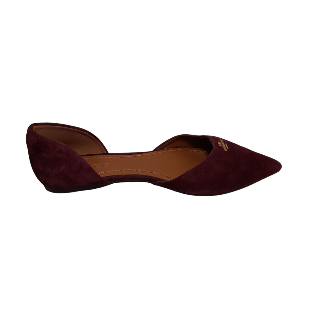 Coach Maroon Suede Pointed Flats | Pre Loved |