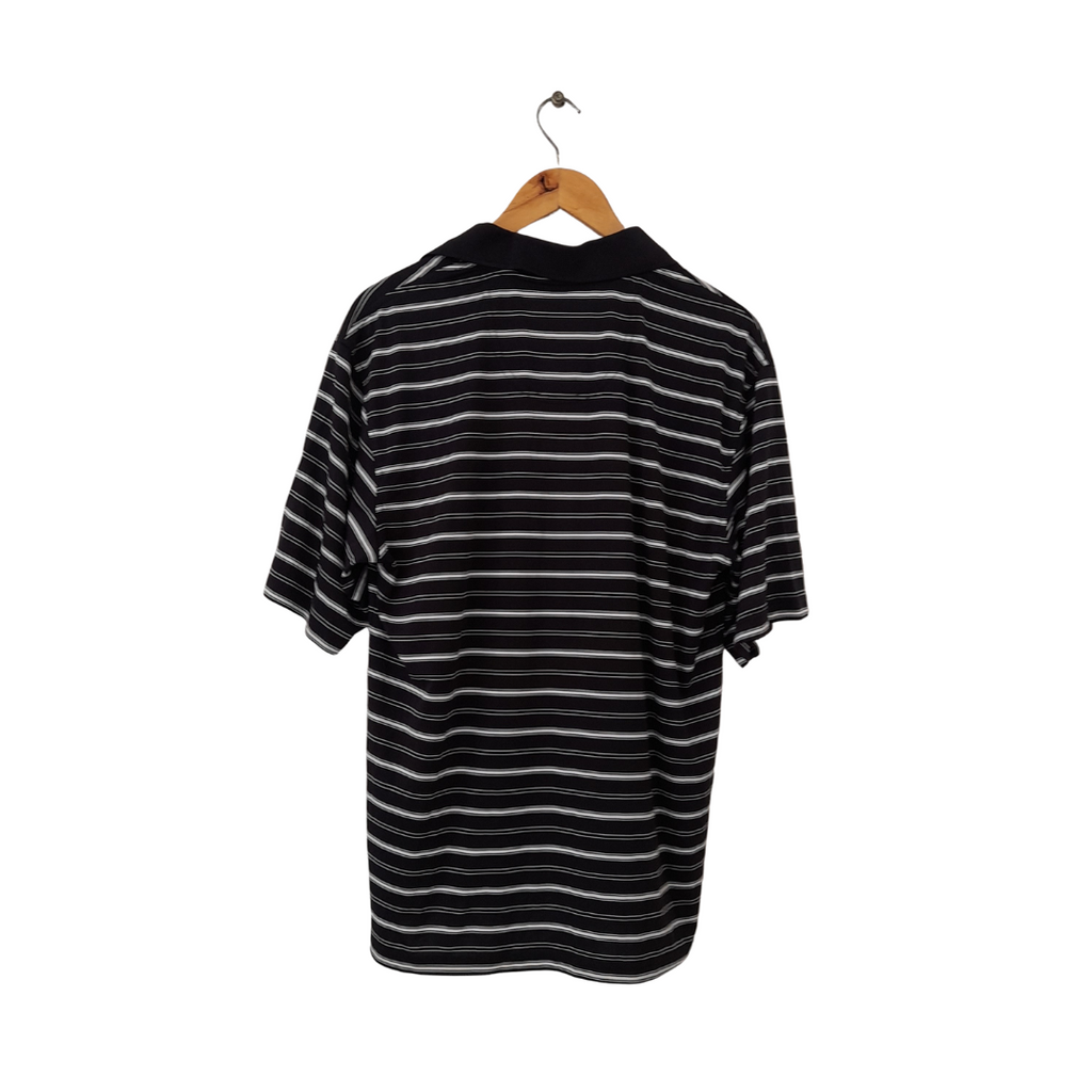 Pebble Beach Black and White Striped Dri-fit Polo Men's Shirt | Gently Used |