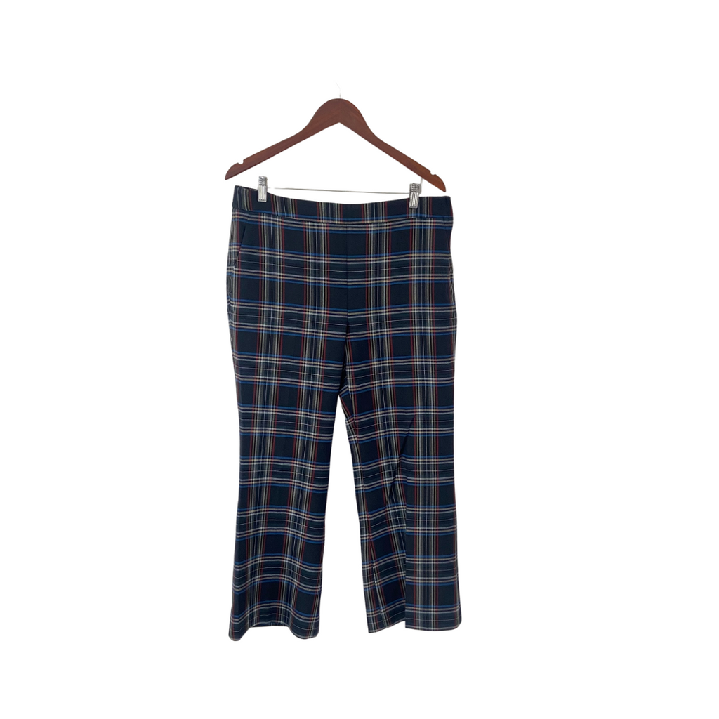 ZARA Blue Checked Cropped Flare Pants | Gently Used |