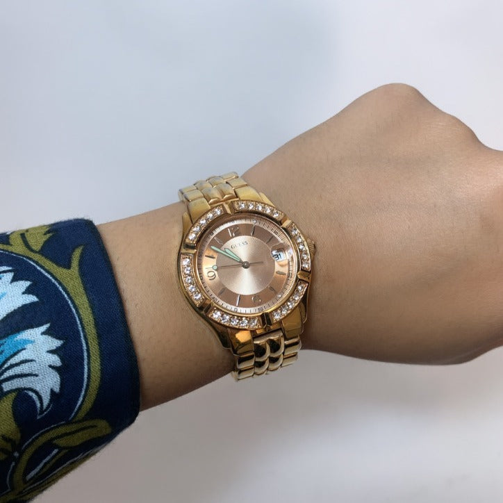 Guess Gold Rhinestone Watch | Pre Loved |