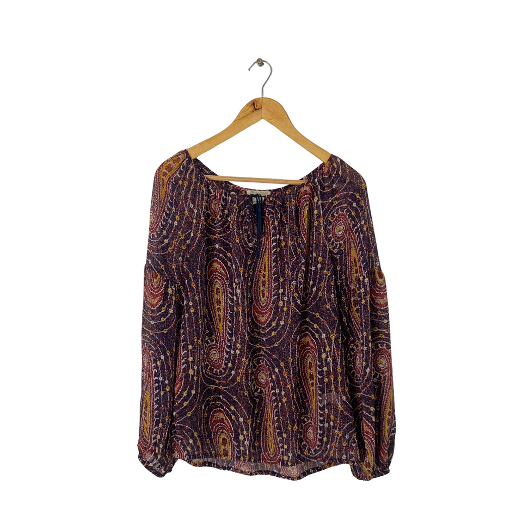 Lucky Brand Purple Printed Peasant Blouse | Gently Used |