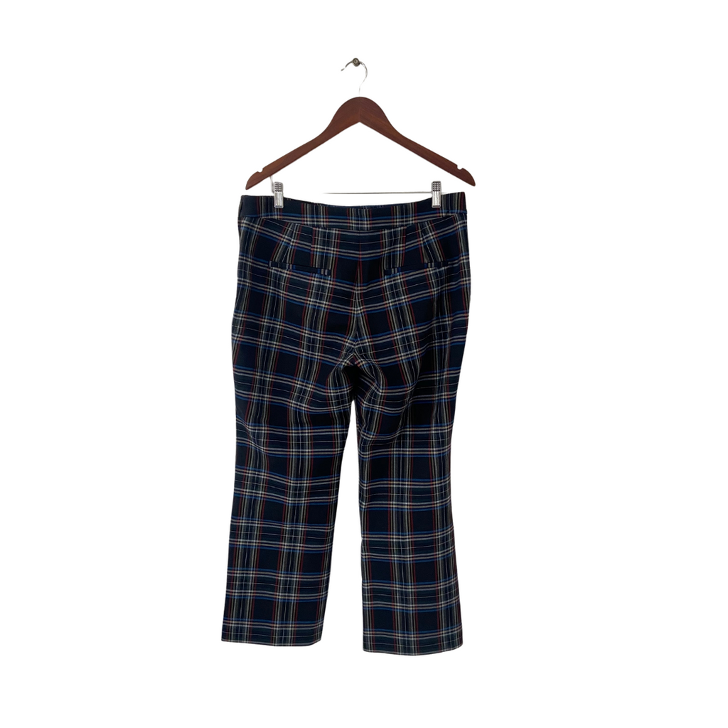 ZARA Blue Checked Cropped Flare Pants | Gently Used |