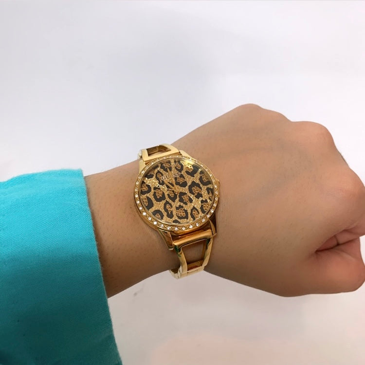Guess Gold Animal Print Rhinestone Bracelet Watch | Gently Used |
