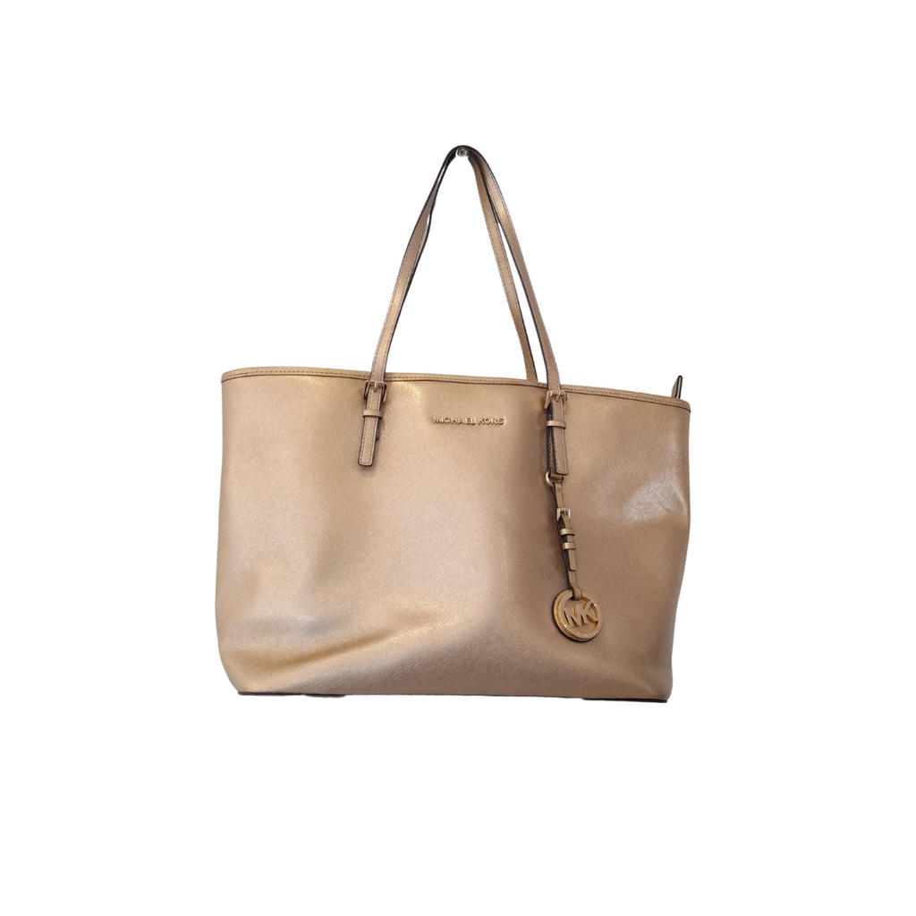 Michael Kors Gold Leather Jet Set Tote Bag | Gently Used |