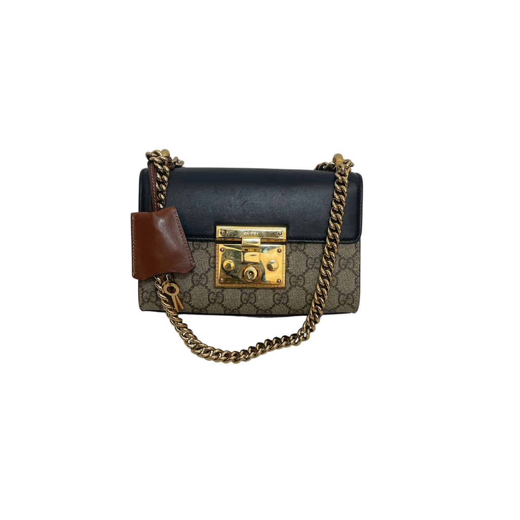 Gucci Black Canvas and Leather Monogram GG Padlock Shoulder Bag | Gently Used |