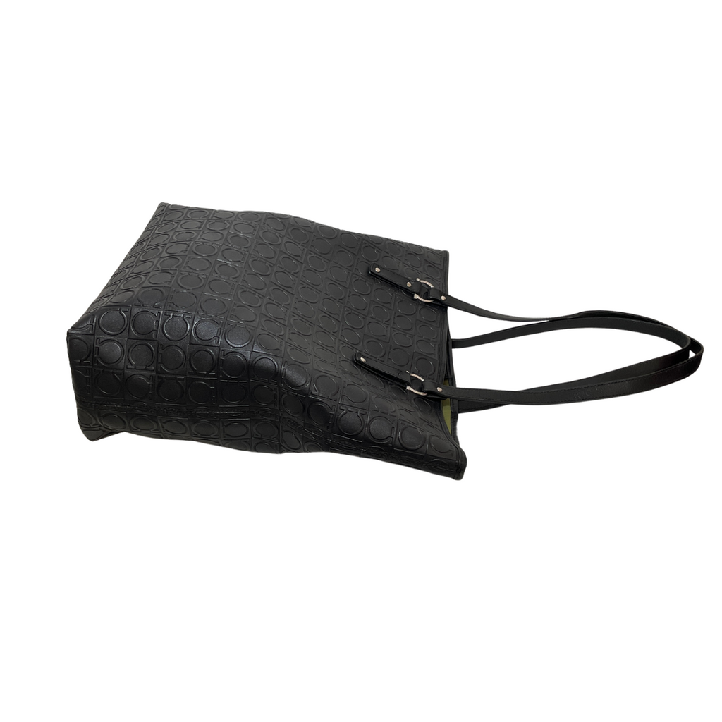 Salvatore Ferragamo Black Leather Monogram Tote Bag | Gently Used |