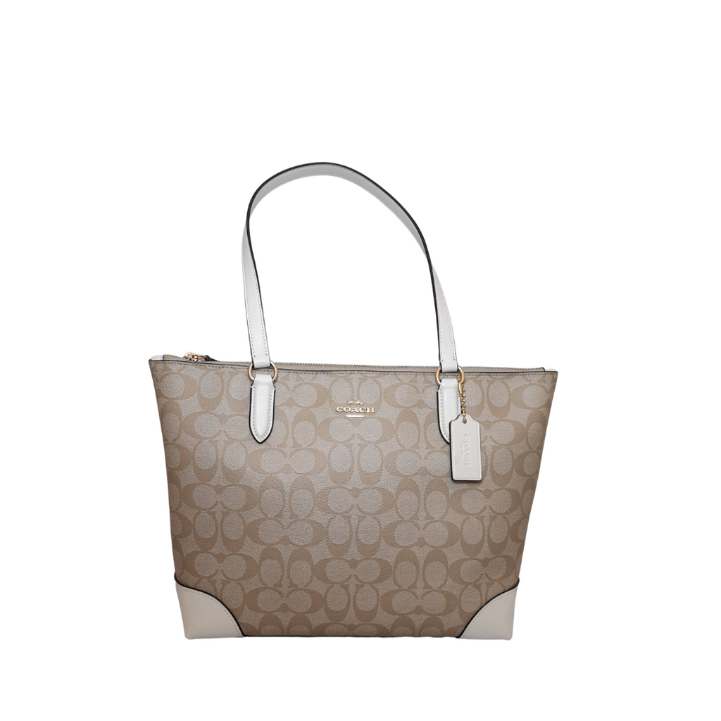 Coach Signature Collection Beige & White Tote | Brand New |