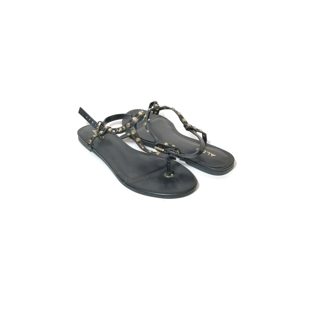 ALDO 'Starda' Black Gold Stud Thong Sandals