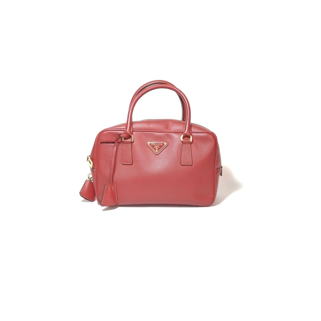Prada Red Small Saffiano Leather Tote 