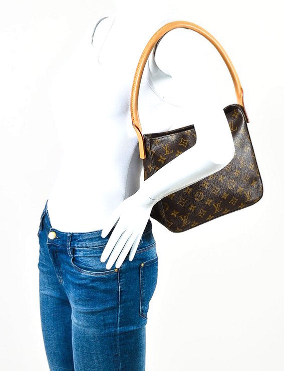 Louis Vuitton Brown Monogram Canvas Leather Looping MM Shoulder Bag | Like New |