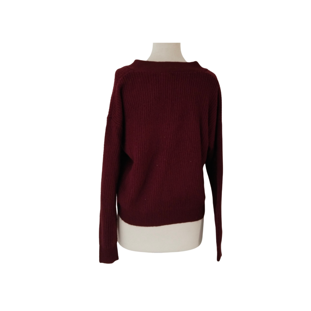 H&M Maroon Knit Front Tie Sweater | Brand New |