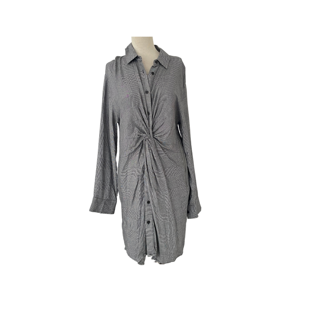 ZARA Grey Checked Front Knot Shirt Dress | Pre Loved |
