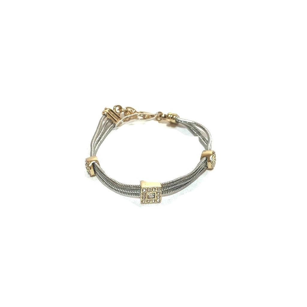 Dillard's Silver & Gold Rhinestone Bracelet | Like New |