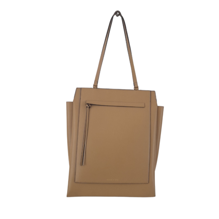Charles & Keith Trapeze Large Khaki Shoulder Bag | Gently Used |
