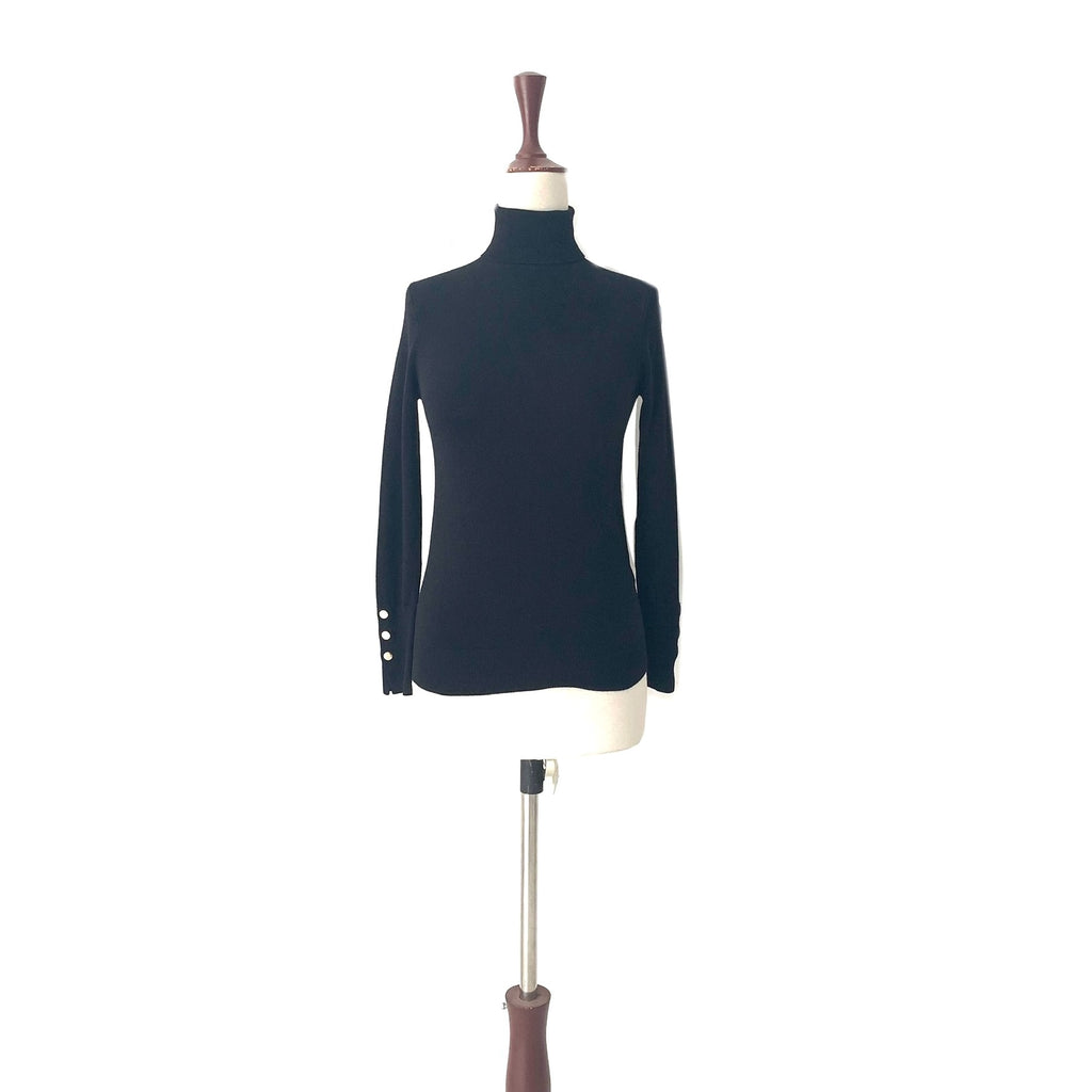 ZARA Black Turtle Neck with Gold Buttons | Gently Used |
