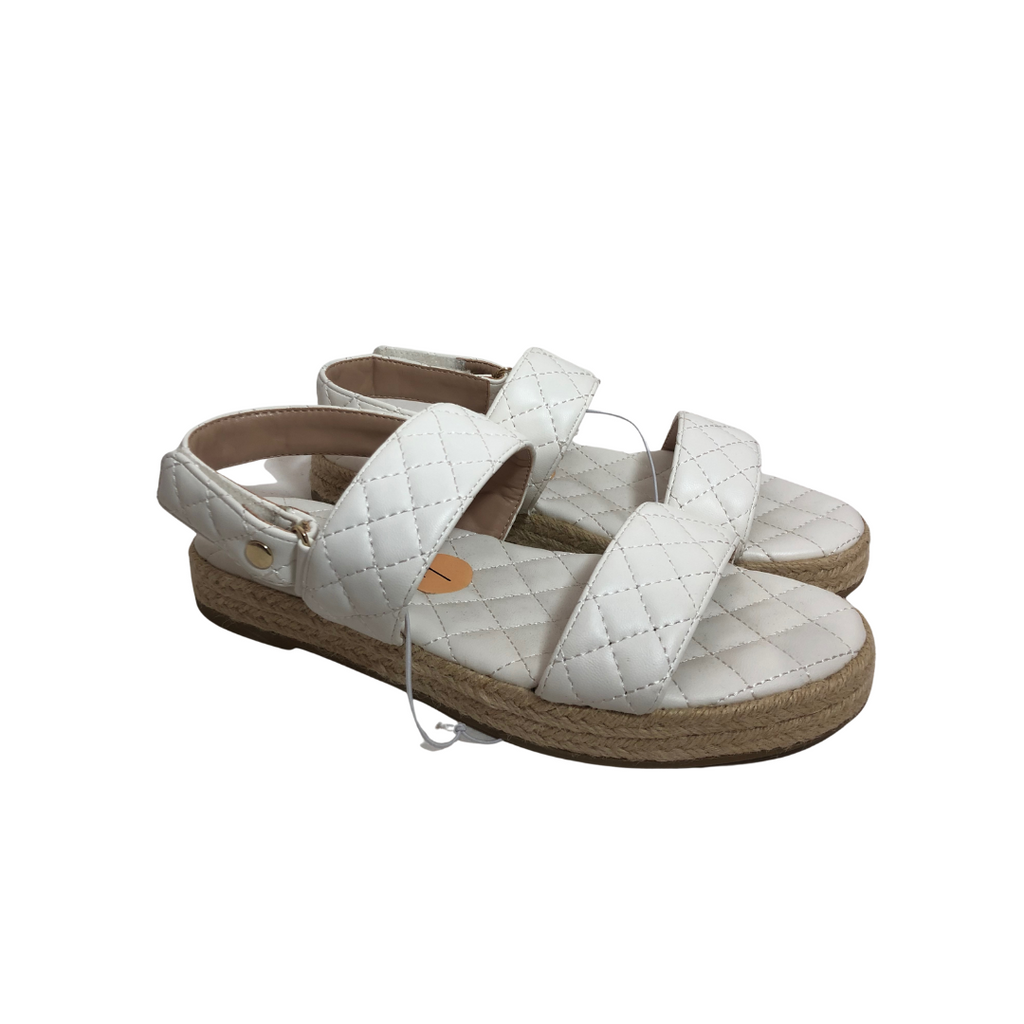 BCBG White Quilted and Jute Sandals | Brand New |