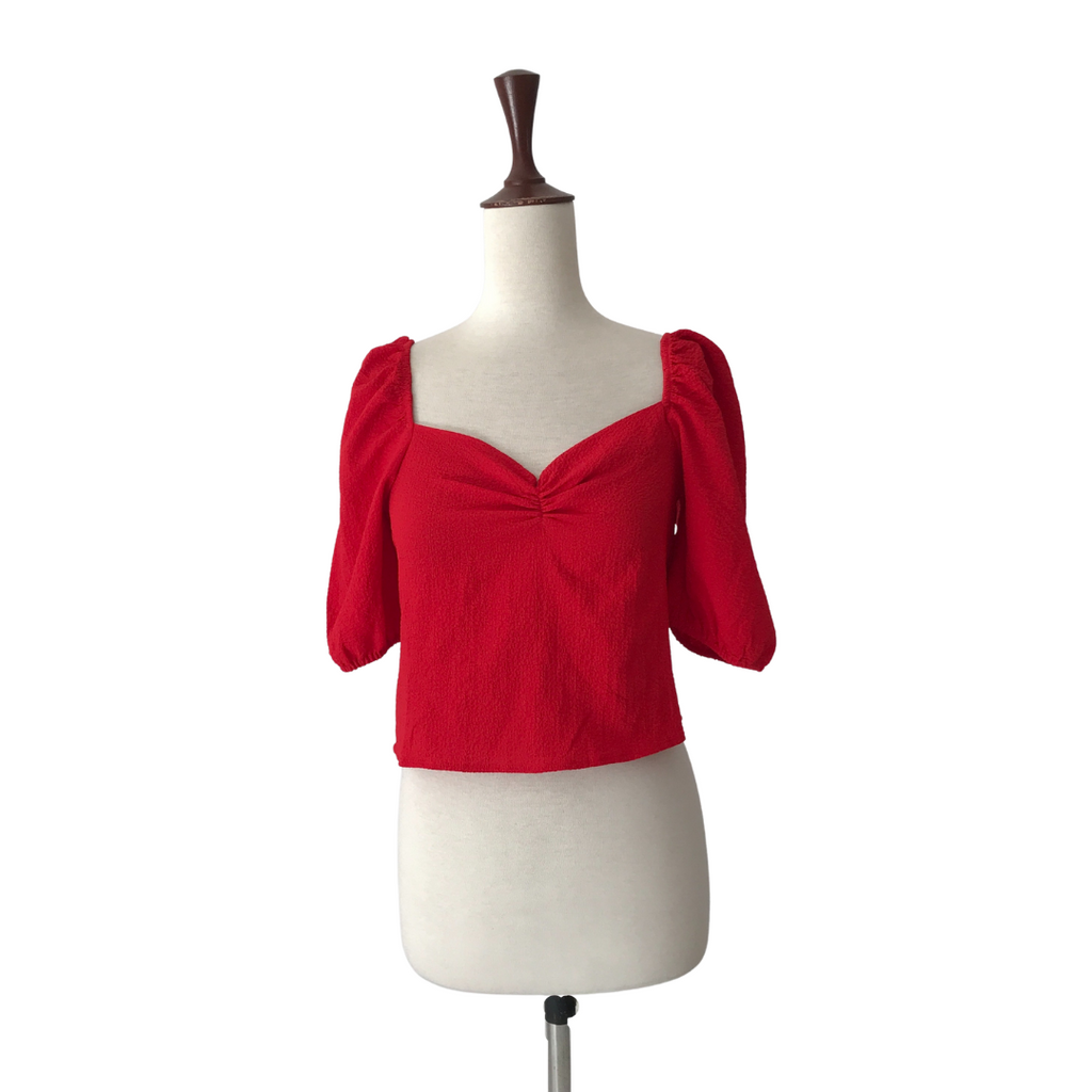 Mango Red Puffy Sleeves Crop Top | Brand New |