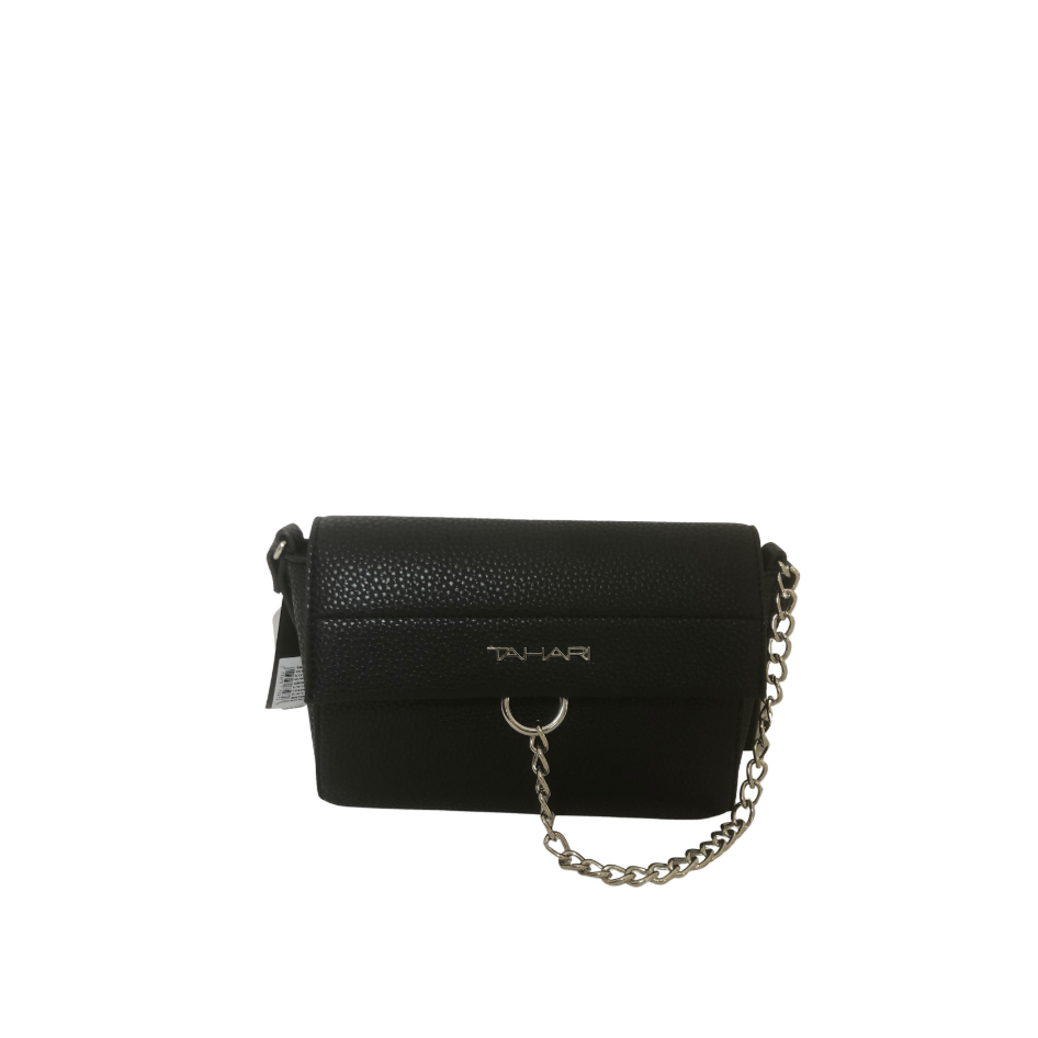 Tahari Black Leatherette Crossbody Bag | Brand New |