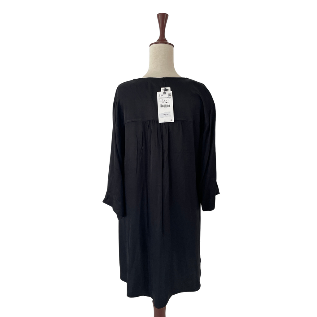 ZARA Black Satin with Gold Buttons Tunic | Brand New |