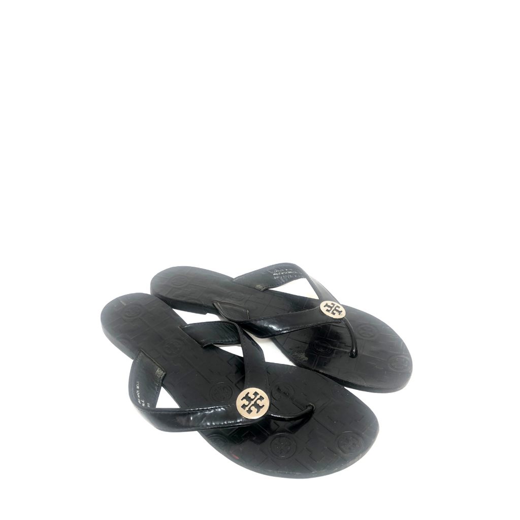 Tory Burch Black Patent 'Thora' Sandals | Pre Loved |