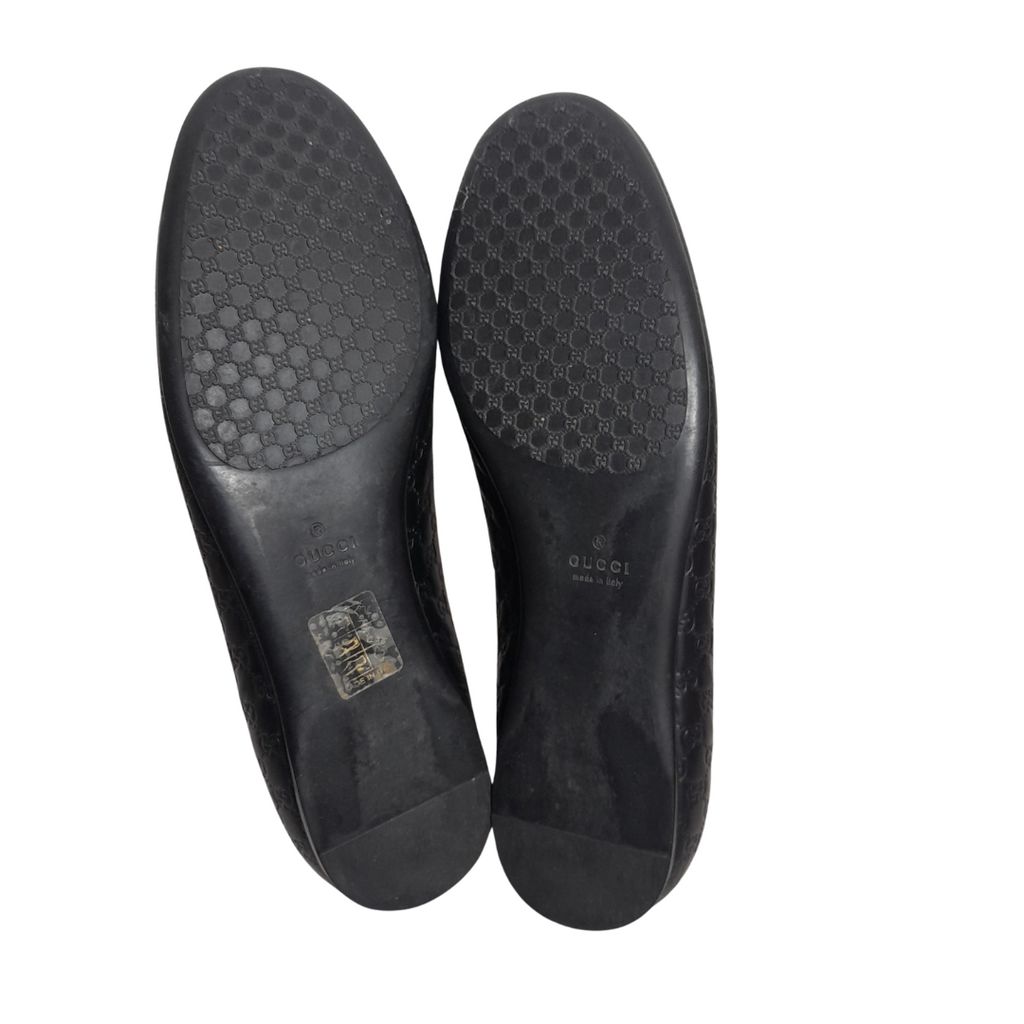 Gucci Black Guccisma Leather Ballet Flats | Gently Used |