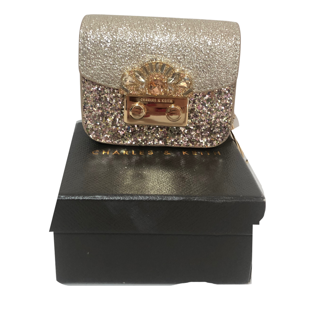 Charles & Keith Gold Glitter Mini Bag | Gently Used |