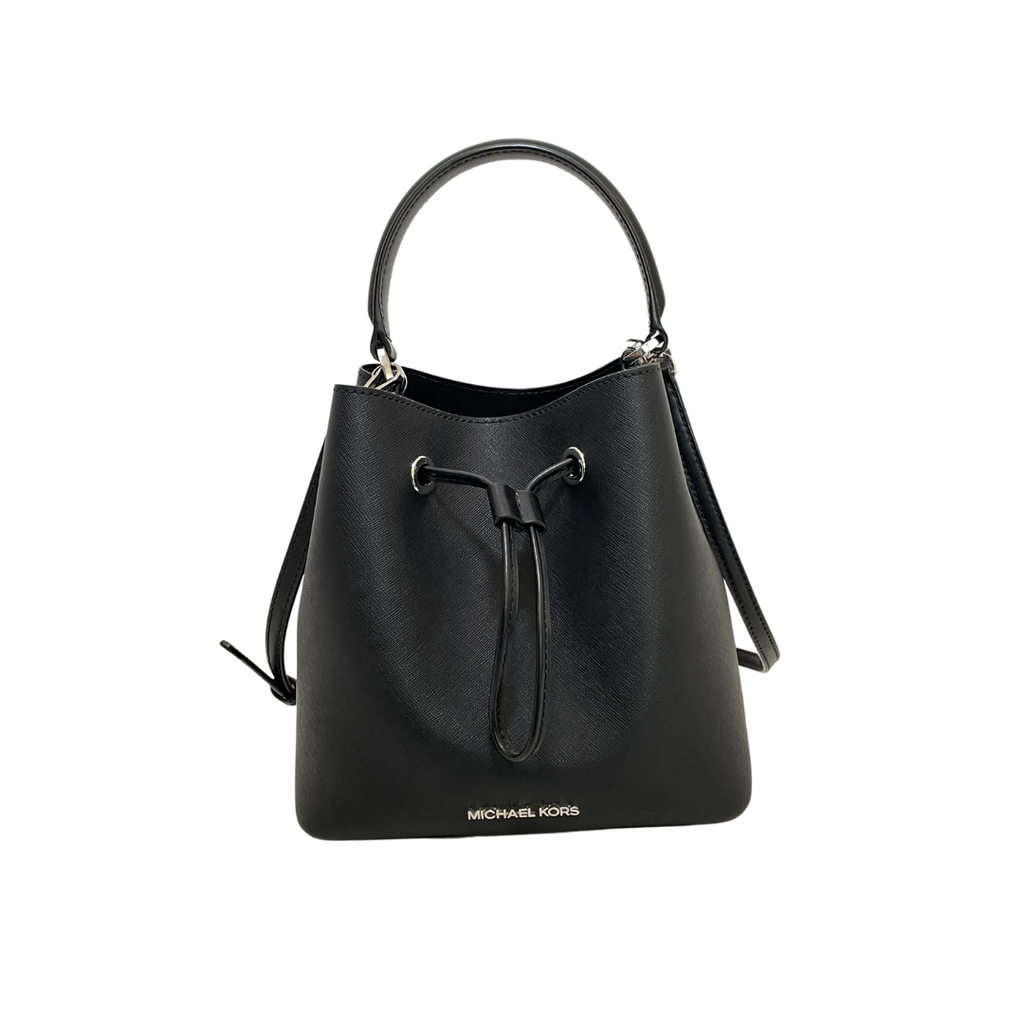 Michael Kors 'Suri' Black Leather Bucket Messenger Bag | Gently Used |