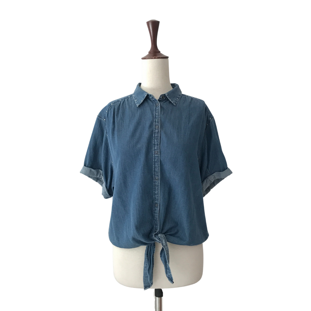Express Denim Cropped Knot Shirt | Pre Loved |