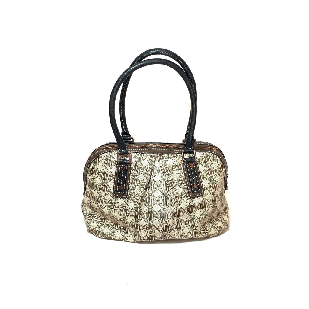 DKNY Active Brown Canvas & Leather Tote | Gently Used |