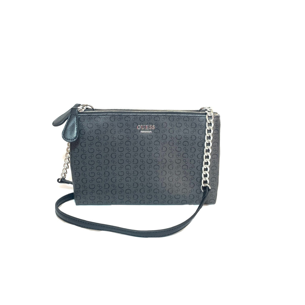 Guess Grey & Black Monogram Crossbody Bag | Gently Used |