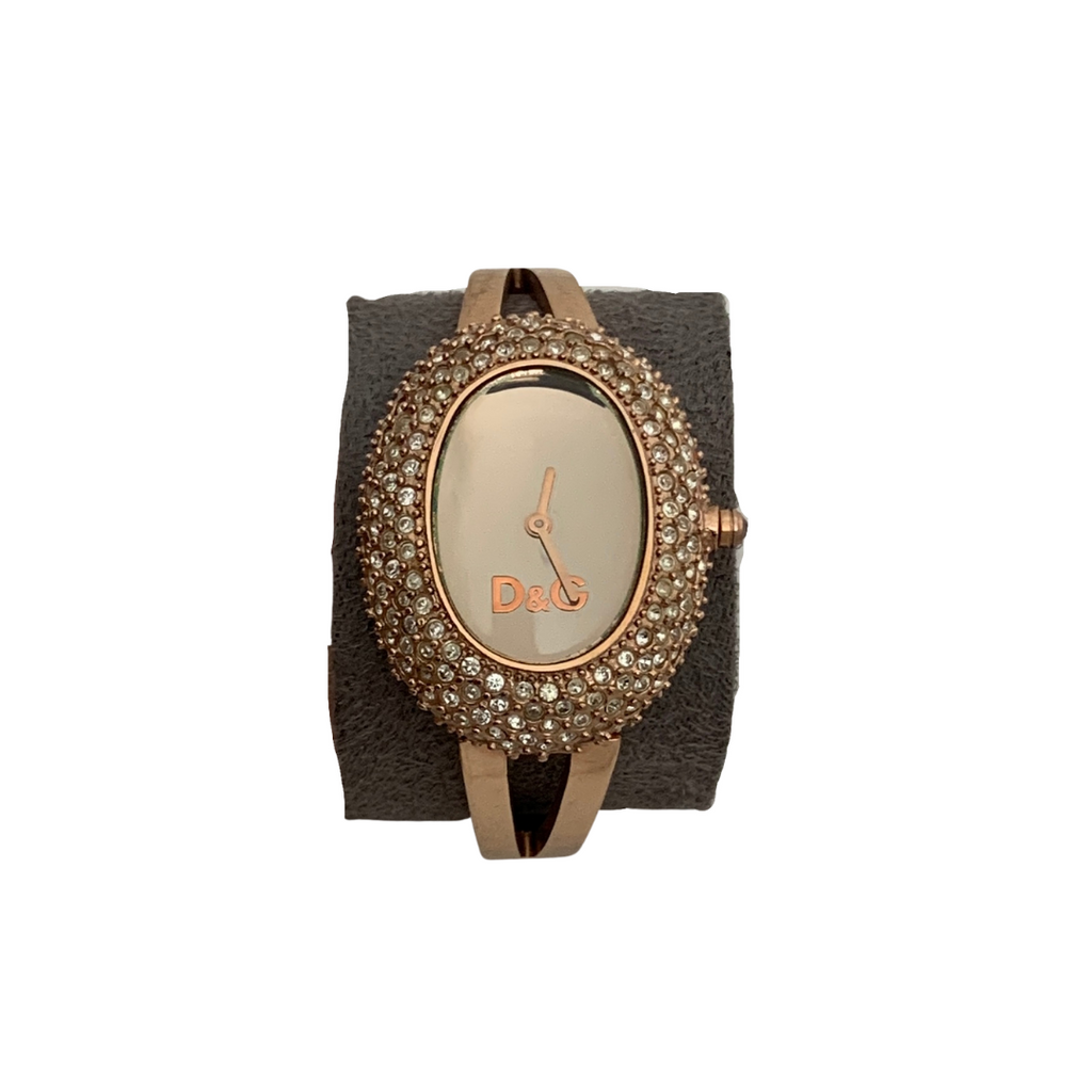 D&G Rose Gold Oval with Crystals Bracelet Watch | Pre Loved |