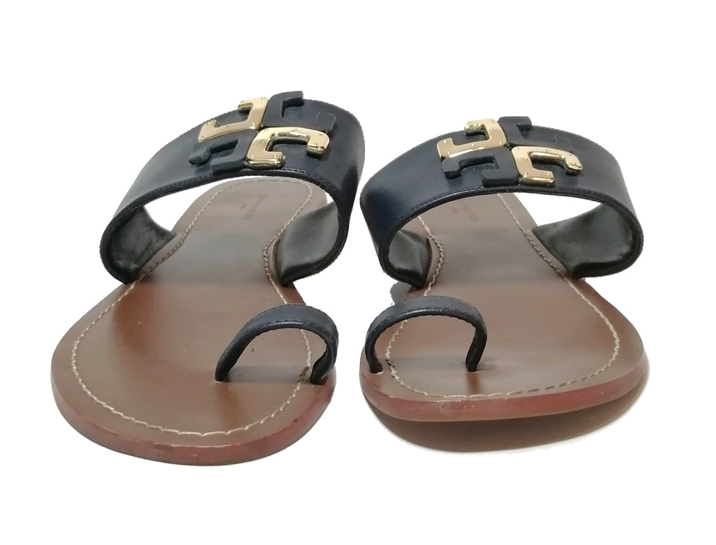 Pierre Cardin Navy Toe Strap Flats