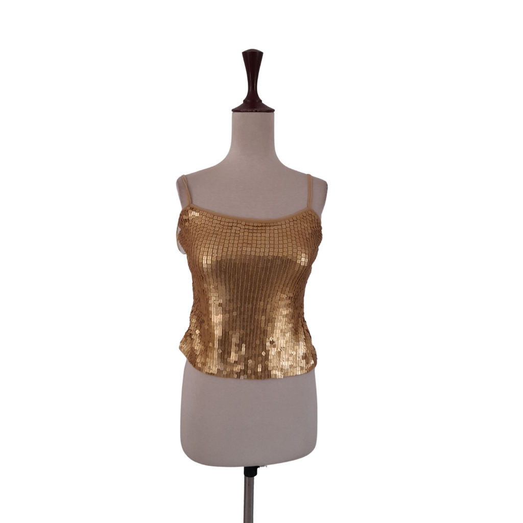 Inc Gold Sequins Sleeveless Top | Brand New |