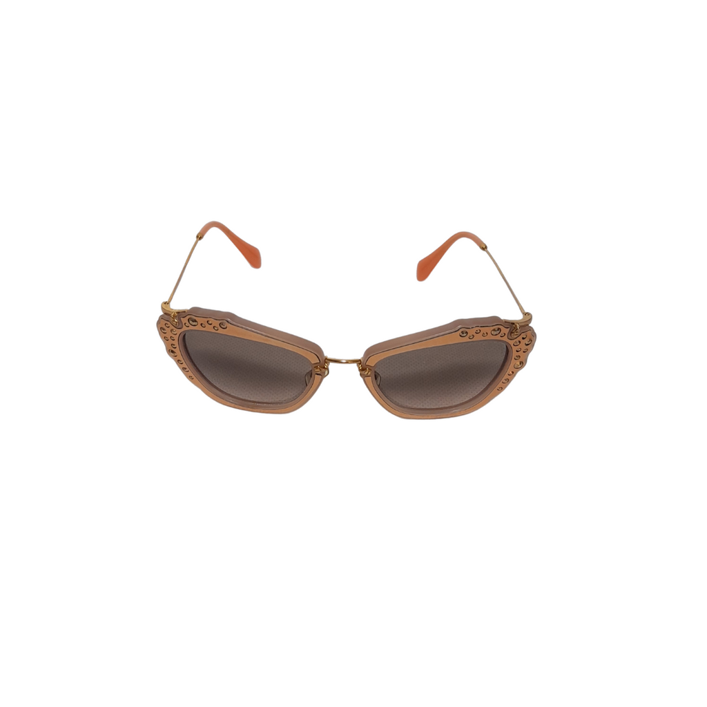 Miu Miu Bronze Metallic Studded Sunglasses | Pre Loved |